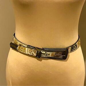 Nava To-A-T Native American Patterned Belt with Dark Bronze Buckle, size Medium